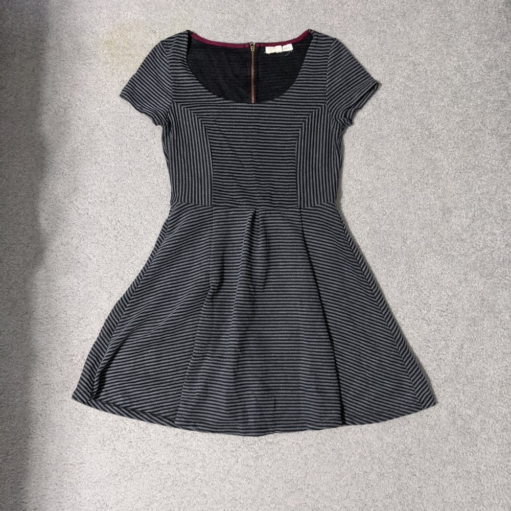 Gray striped cap sleeve skater dress (3 for $20)